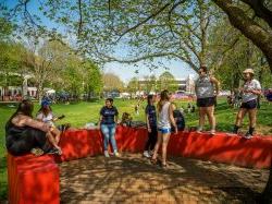 Students in the quad on a sunny day